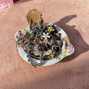 Whimsical Assorted Jewelry Jar with Floral and Sparkly Inspired Accents🌼🌺✨🧚‍♀️